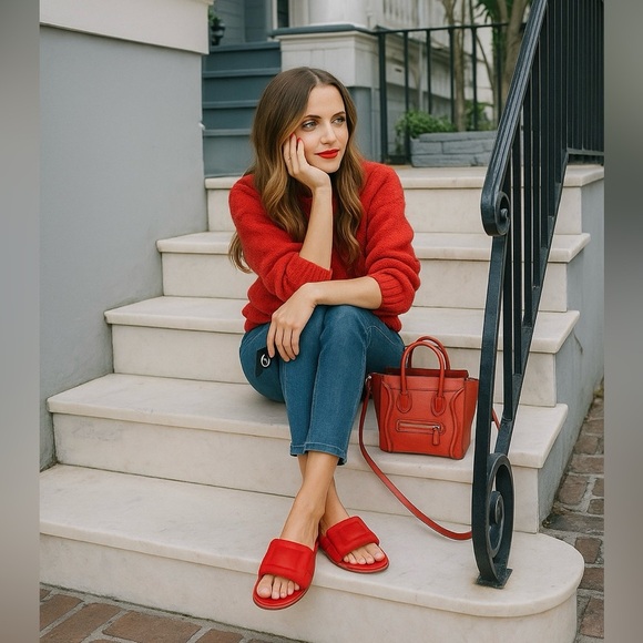 Olukai Sunbeam Slide Sandals Women’s Size 9 W Lehua Flower Red – New With Tag - Picture 2 of 9